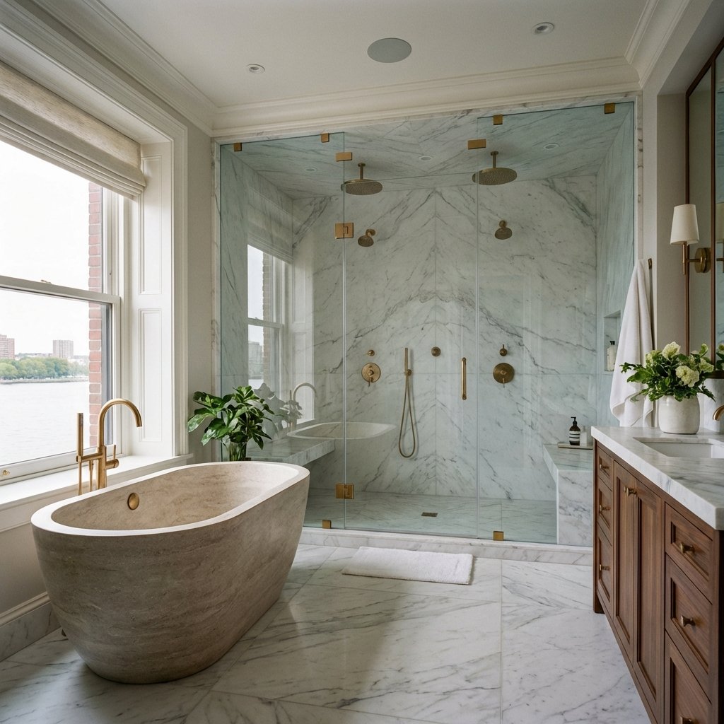 Luxury spa-like bathroom remodel in Boston