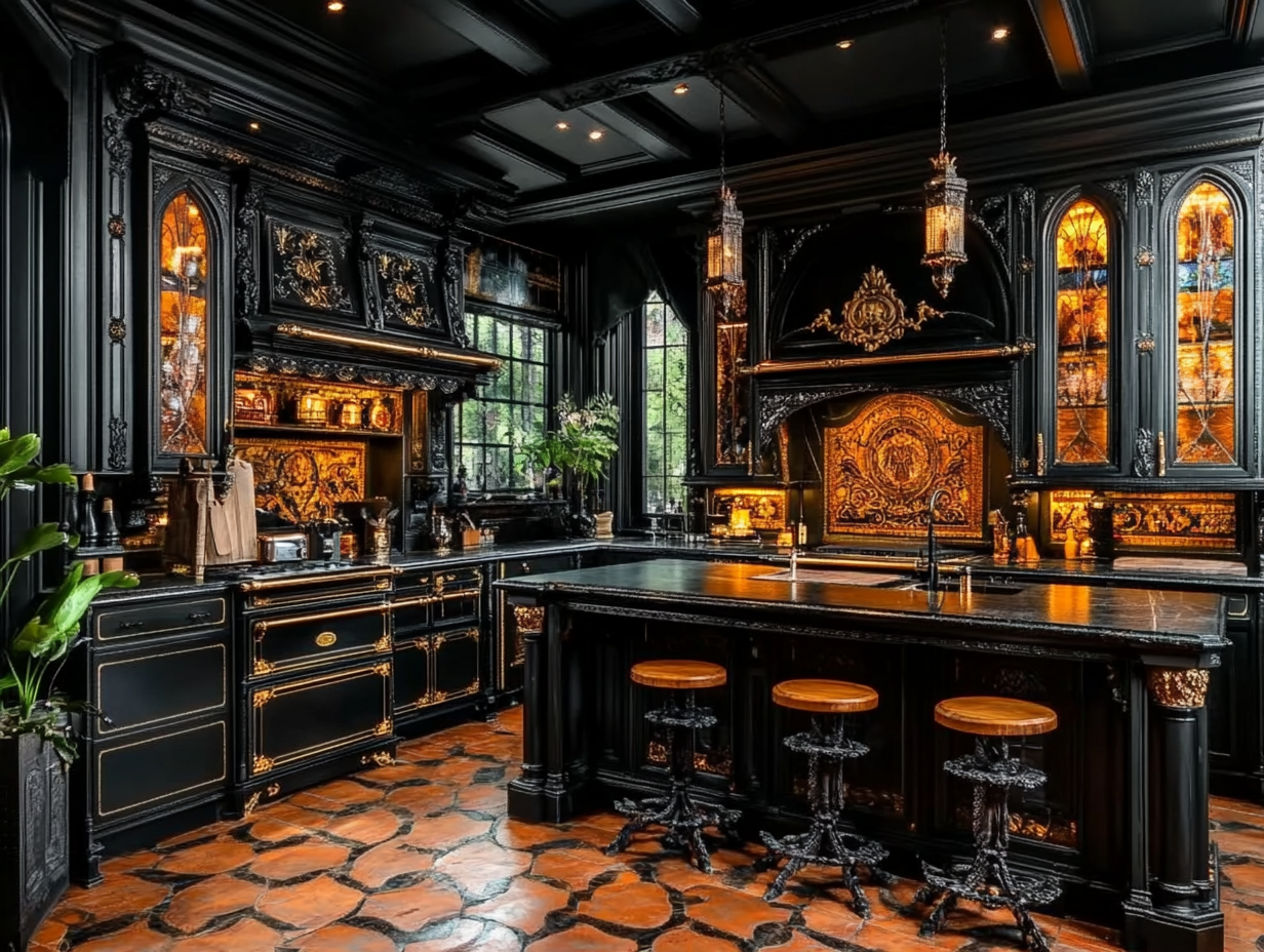 21 Rustic Gothic Splendor Kitchen Design Ideas (Conceptual)